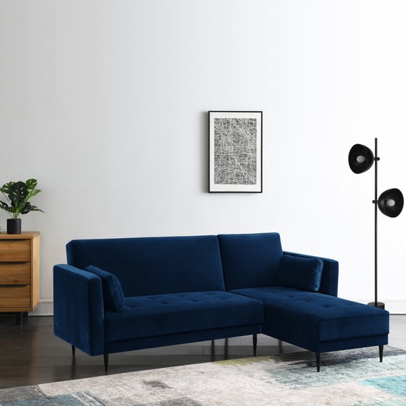Selma Velvet Corner Double Sofa Bed - image 1