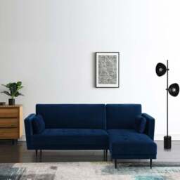 Selma Velvet Corner Double Sofa Bed - thumbnail 2