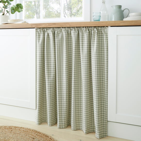 Gingham Checked Slot Top Unlined Undercounter Curtain - image 1