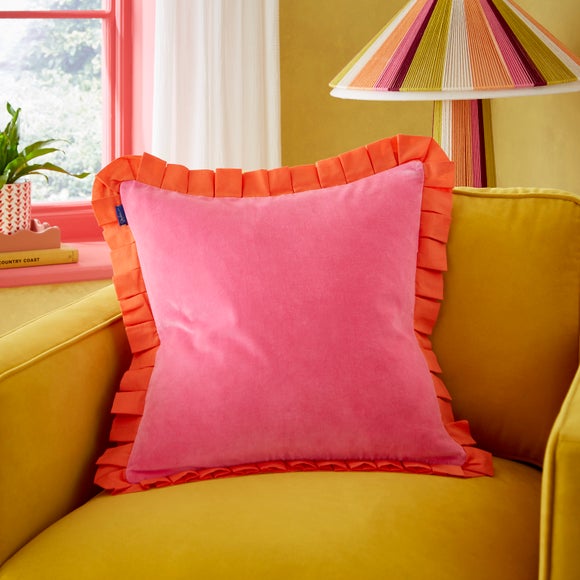 Sophie Robinson Box Pleat Velvet Square Cushion - image 1