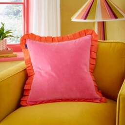 Sophie Robinson Box Pleat Velvet Square Cushion - thumbnail 1