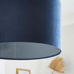 Ticking Stripe Velvet Drum Lamp Shade - thumbnail 4