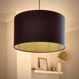 Ticking Stripe Velvet Drum Lamp Shade - thumbnail 2