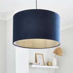 Ticking Stripe Velvet Drum Lamp Shade - thumbnail 1