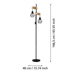 EGLO Townshend Industrial 2 Light Floor Lamp - thumbnail 4