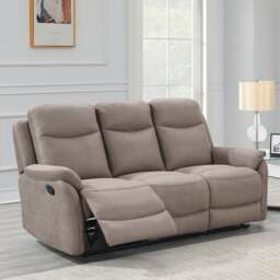 Evan Faux Suede 3 Seater Manual Recliner Sofa - thumbnail 1