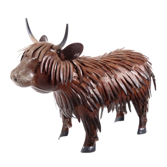 Standing Metal Highland Cow Garden Ornament