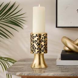 Gold Leopard Print Candle Holder - thumbnail 1
