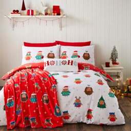 Catherine Lansfield Party Robins Duvet Cover and Pillowcase Set - thumbnail 5