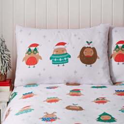 Catherine Lansfield Party Robins Duvet Cover and Pillowcase Set - thumbnail 2
