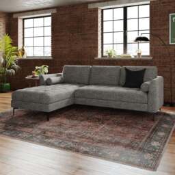 Max Multi Yarn Boucle Corner Chaise Sofa with Metal Legs - thumbnail 1