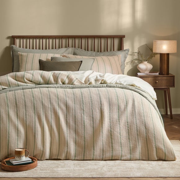 Yard Waffle Stripe 100% Cotton Duvet Cover & Pillowcase Set - image 1