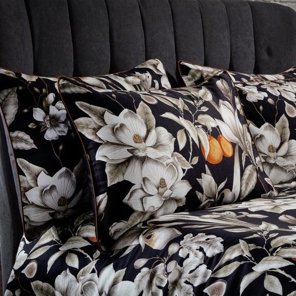 EW by Edinburgh Weavers Lavish Floral Noir 100% Cotton Sateen Pillowcase Pair - image 1