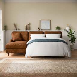 Beatrice II Relaxed Faux Leather Corner Storage Sofa Bed - thumbnail 1
