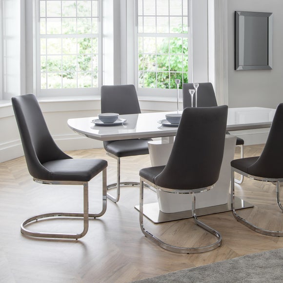 Como Set of 2 Dining Chairs, Grey Faux Leather - image 1
