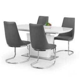 Como Set of 2 Dining Chairs, Grey Faux Leather - thumbnail 5