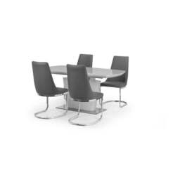Como Set of 2 Dining Chairs, Grey Faux Leather - thumbnail 6
