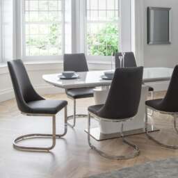 Como Set of 2 Dining Chairs, Grey Faux Leather