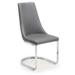 Como Set of 2 Dining Chairs, Grey Faux Leather - thumbnail 3
