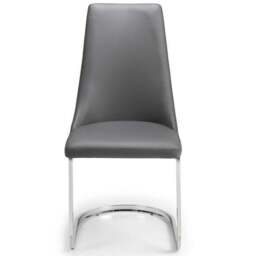 Como Set of 2 Dining Chairs, Grey Faux Leather - thumbnail 4