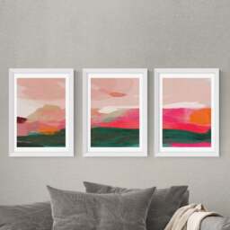 Set of 3 East End Prints Green & Pink Abstract Gallery Wall Framed Prints - thumbnail 1