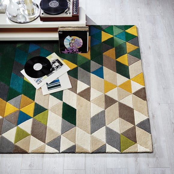 Green Illusion Geometric Prism Rug - image 1