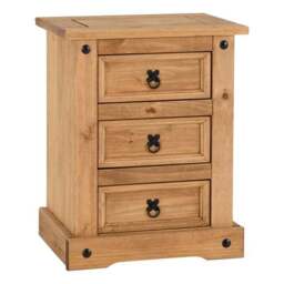 Premiere Corona 3 Drawer Bedside Table, Pine - thumbnail 2