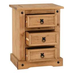 Premiere Corona 3 Drawer Bedside Table, Pine - thumbnail 3