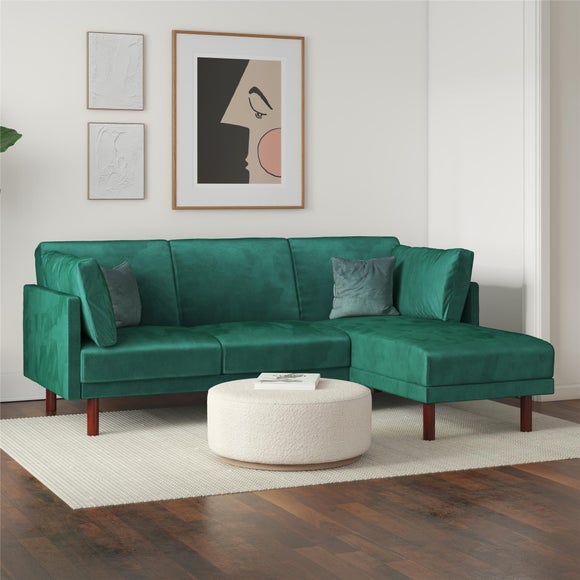 Clair Velvet Sprung 3 Seater Corner Chaise Double Sofa Bed - image 1
