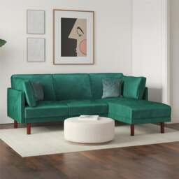 Clair Velvet Sprung Seat Corner Chaise Double Sofa Bed - thumbnail 1