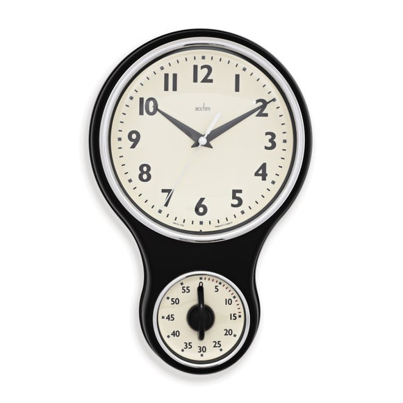Acctim Kitchen Time Retro Quartz Timer Wall Clock - image 1