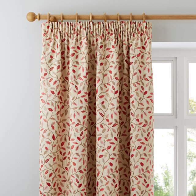 Heritage Glava Terracotta Pencil Pleat Curtains Orange