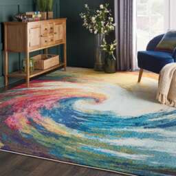 Multi Coloured Celestial Wave Rug - thumbnail 1