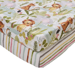Set of 2 Jungle Friends Thread Count 100% Cotton Fitted Sheets - thumbnail 3