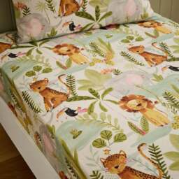 Set of 2 Jungle Friends Thread Count 100% Cotton Fitted Sheets - thumbnail 1