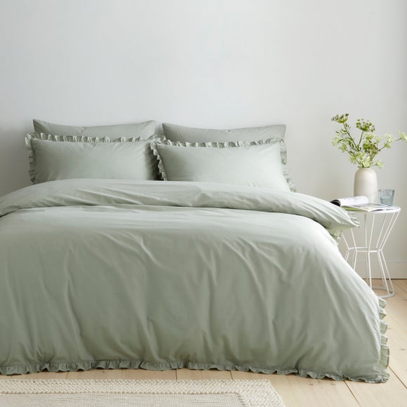 Pure Cotton Frilled 100% Cotton Duvet Cover & Pillowcase Set - image 1