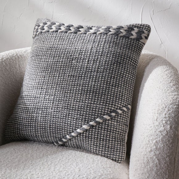 Set of 3 Sage and White Plait Square Scatter Cushions - image 1