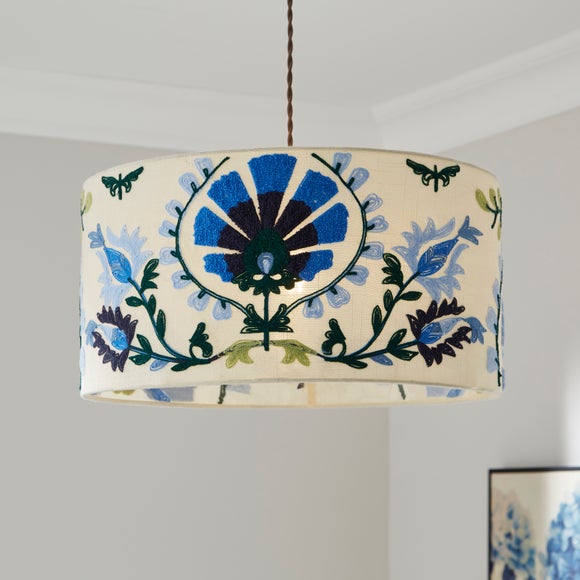 Hani Embroidered Easy Fit Drum Lamp Shade - image 1