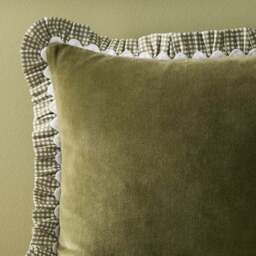 Velvet Gingham Frill Cotton Cushion Cover - thumbnail 2