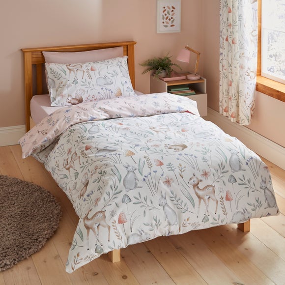 Woodland Reversible Pink Duvet and Pillowcase Set - image 1