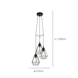 EGLO Tarbes Industrial 3 Light Adjustable Cluster Ceiling Light - thumbnail 4