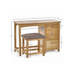 Jenkins Single Dressing Table and Stool, Oak - thumbnail 6