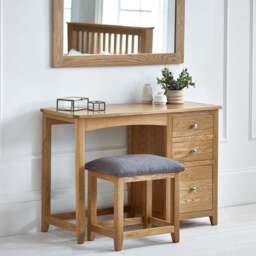 Jenkins Single Dressing Table and Stool, Oak - thumbnail 1