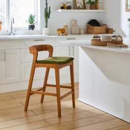 Melia Counter Height Barstool, Velvet - thumbnail 1