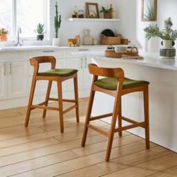 Melia Counter Height Barstool, Velvet - thumbnail 2