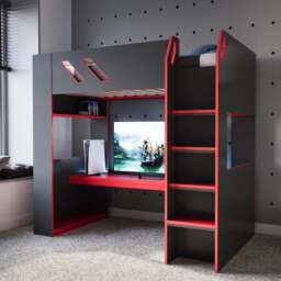 Orbit Gaming High Sleeper Bed Frame with Desk - thumbnail 1