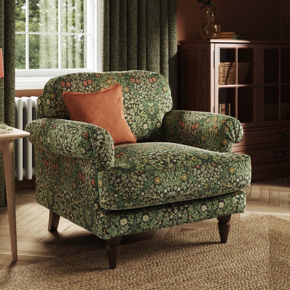 Jolene William Morris Blackthorn Print Velvet Snuggle Chair - image 1