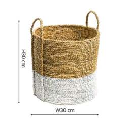 Set of 2 White Seagrass Log & Kindling Basket - thumbnail 4