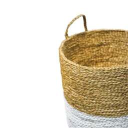 Set of 2 White Seagrass Log & Kindling Basket - thumbnail 2