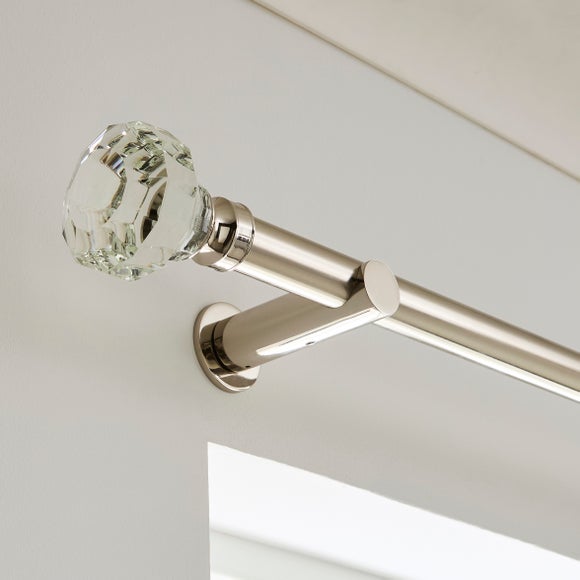 Crystal Gemstone Fixed Metal Curtain Pole with Rings - image 1